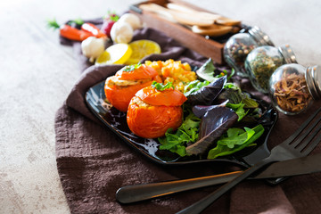Stuffed Tomatoes, Rice with Tomato