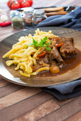 Home made Beef Bourguignon with Tagliatelle