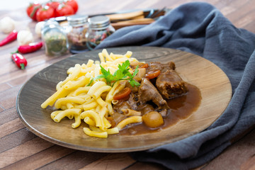 Home made Beef Bourguignon with Tagliatelle
