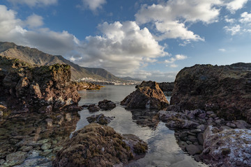 Fototapeta na wymiar Scenic landscapes of natural pools in Punta del Hidalgo, Tenerife, Canary Islands, Spain