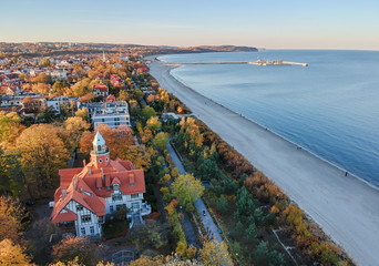 Luchtfoto zeelijn landschap van Sopot