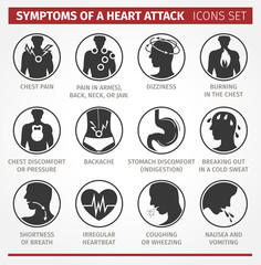 Symptoms of a heart attack. Set of icons. Vector illustration - 233007845