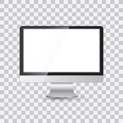 Mockup of realistic monitor. Realistic monitor and white screen laptop for easy editing