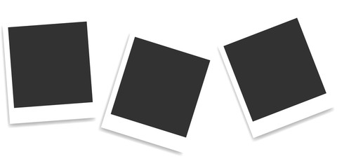 Composition of realistic black photo frames on light background. Mockups for design. Vector illustration