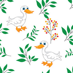 Obraz premium beautiful pattern with duck and leafs