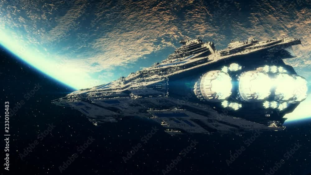 Sticker 3d animation of a spaceship in orbit around planet earth in 4k