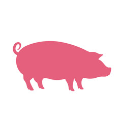 Pink pig vector icon