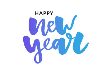 Happy New 2018 Year. Holiday Vector Illustration With Lettering Composition and Burst. Vintage Festive Label