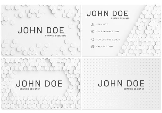 6 White Hexagon Business Cards