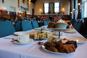 Afternoon Tea Cakes Selection and Sandwiches Platter