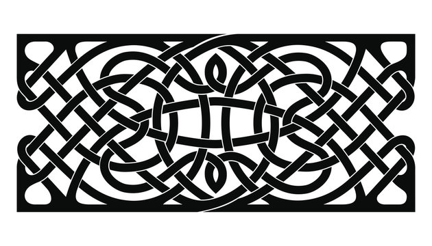 Celtic national ornament interlaced ribbon isolated on white background.