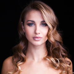 Fototapeta premium Closeup portrait of beautiful model with long blond hair