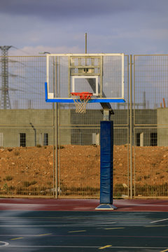 One basketball board after the rain