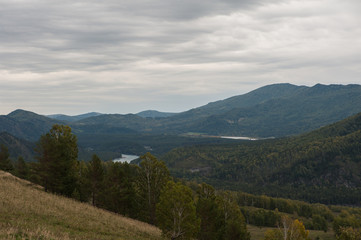 Altai mountains autumn in cloud day