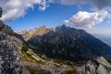 Fototapeta na wymiar rocky hiking trails for tourists in western carpathian Tatra mountains in slovakia