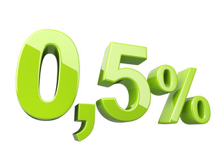 Green 0.5 percent glossy 3d sign.