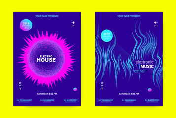 Obraz premium Wave Music Poster Concept. Electronic Sound Flyer.
