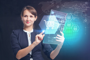 The concept of business, technology, the Internet and the network. A young entrepreneur working on...