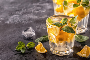 Lemon homemade cocktail/detox fruit infused water