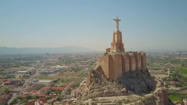 Aerial view of Castillo de Monteagudo, ancient castle in Murcia, Spain