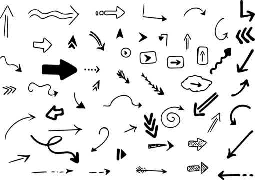 Pack de fl&egrave;ches noires dessin&eacute;es &agrave; la main