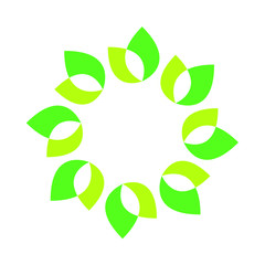 abstract logo with green leaves