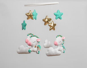 Baby crib  mobile - kids toys, on white background