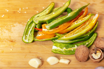 green hot pepper with garlic and nuts