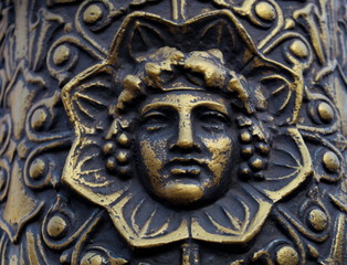 Bacchus, têtre gravée en métal