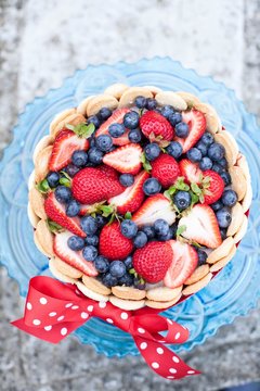 Berry charlotte with sponge fingers