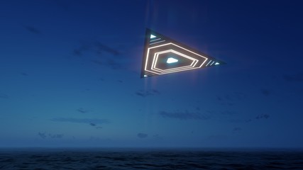 3D triangular ufo hung in the sky in the evening © kolbass