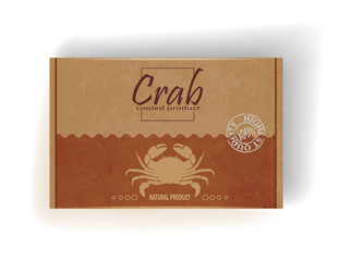 Red Deepsea Crab. Cardboard box design with chilled crab.