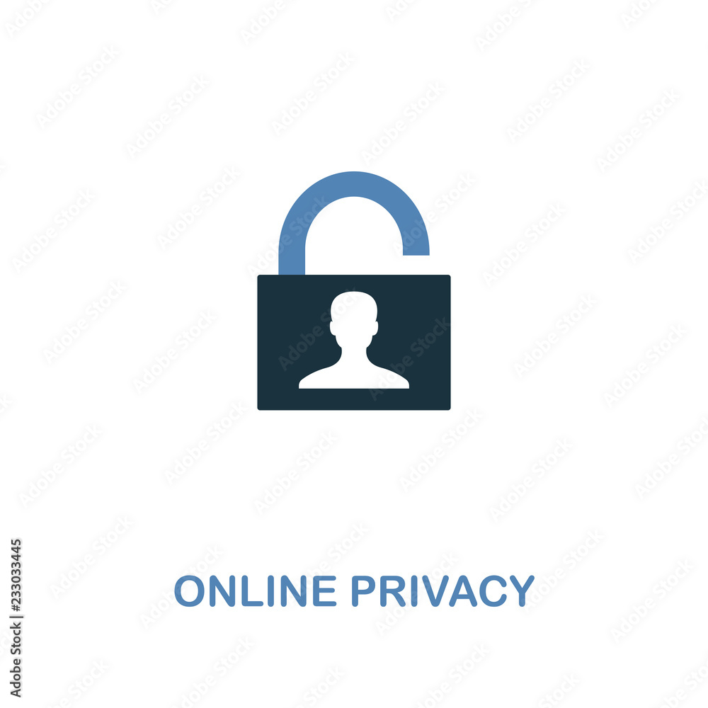 Aufkleber online privacy icon in two colors. premium design from internet security icons collection. pixel per