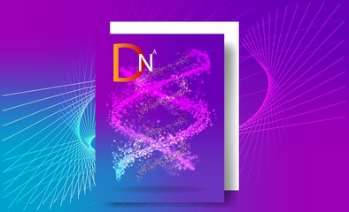 Purple background with DNA. Science illustration of DNA molecule.
