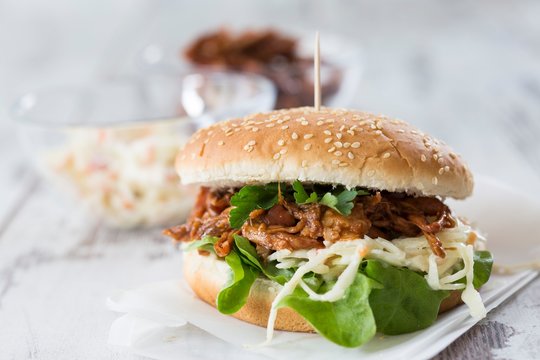 A pulled pork burger