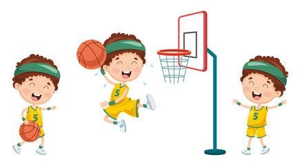 Vector Illustration Of Kid Playing Basketball © yusufdemirci