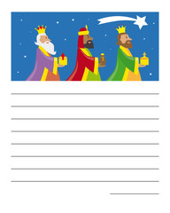 Letter to the three kings of orient. Space for text