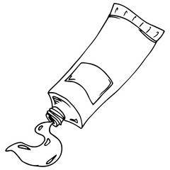 Tube of paint. Vector illustration of a tube of paint, glue. Hand drawn tube with paint, liquid.