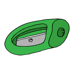 Pencil sharpener icon. Vector illustration of a pencil sharpener. Hand drawn pencil sharpener.