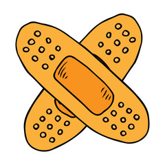 Medical plaster icon. Vector illustration medical bandage. Hand drawn medical plaster.