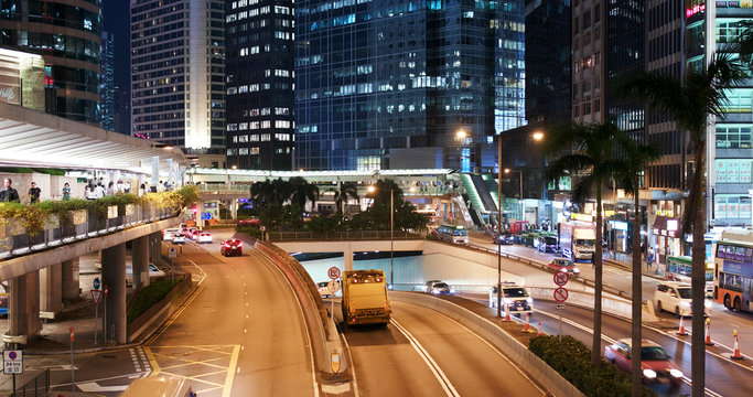 Hong Kong Traffic At Night