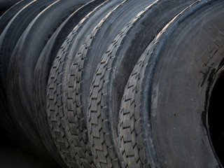 Obraz premium Old tires. Old tire dump. Old tire closeup.