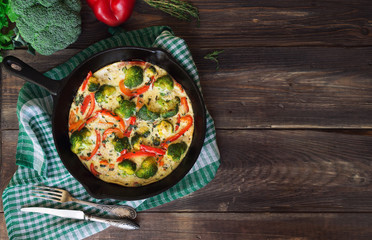 Frittata with broccoli and red pepper