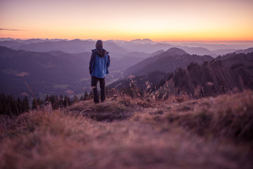 Fototapeta na wymiar Sunset on summit, Siplinger Kopf