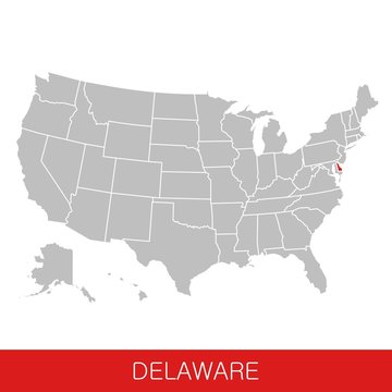 United States of America with the State of Delaware selected. Map of the USA vector illustration
