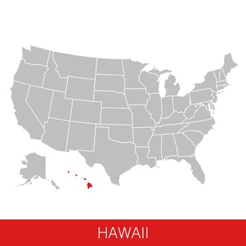 United States of America with the State of Hawaii selected. Map of the USA vector illustration