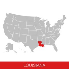 United States of America with the State of Louisiana selected. Map of the USA vector illustration