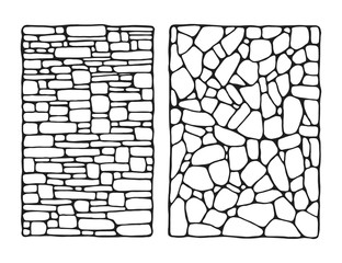 facing stone decorative wall vector sketch isolated