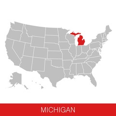 United States of America with the State of Michigan selected. Map of the USA vector illustration