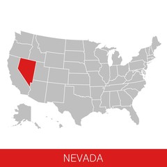 United States of America with the State of Nevada selected. Map of the USA vector illustration